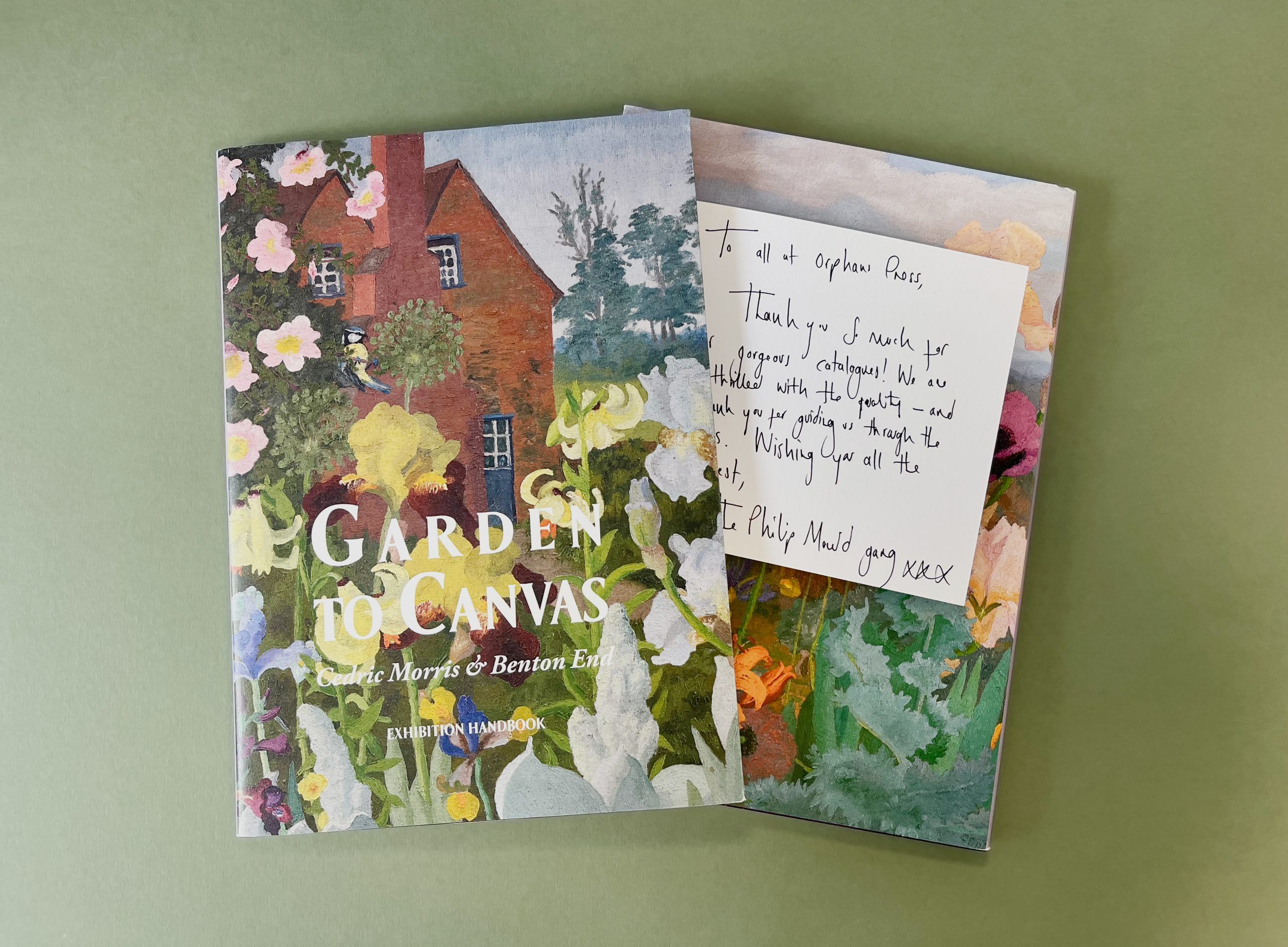 Exhibition Book of Garden to Canvas by Cedric Morris & Benton End accompanied by thank you note